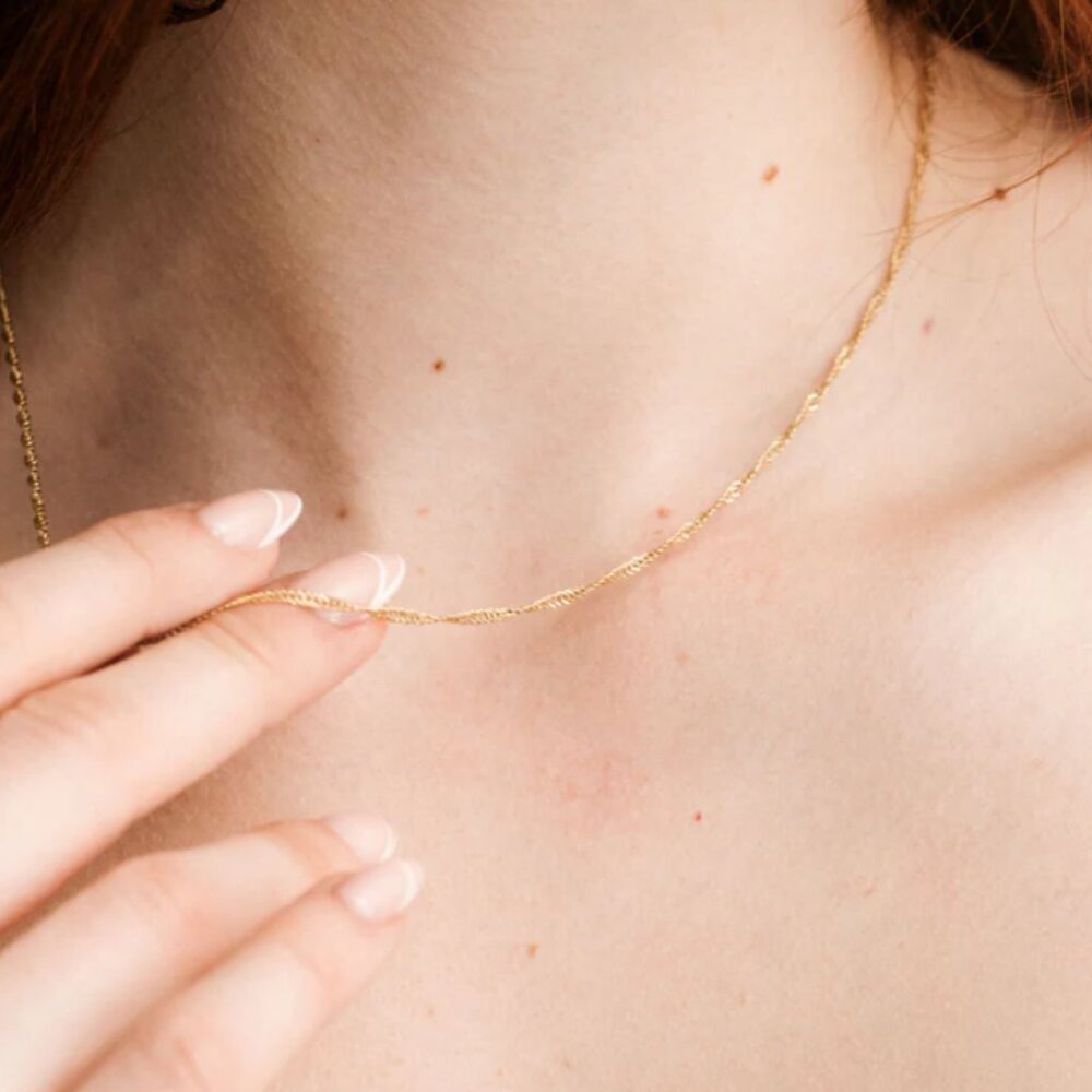 Gold Chain Waterproof Necklace Everyday Necklace Gold Chain Sparkle Chain